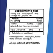 Superior Source B-1 100 mg - Vitamin B Supplement Supports Healthy Energy & Growth - Nervous & Digestive System Support Formula with Thiamin - 100 Sublingual Dissolving Tablets
