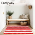 thumbnail image 3 of ODIKA 6'x9' Machine Washable Non-Slip Area Rug, Vintage Cane Stripe with Ribbon Bow Details High Traffic Rug, Red, 507781, 3 of 7