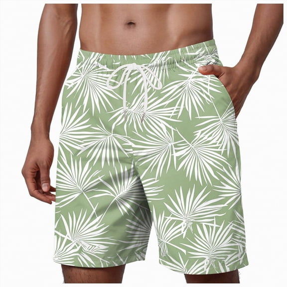 KPOPLK Men's Swim Trunks Quick Dry Beach Shorts Swimwear Bathing Suits Print Beach Casual Trouser Shorts(Green,XXXXL)
