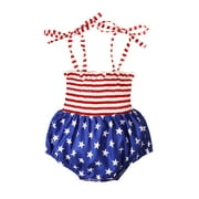 CenturyX Infant Baby Girl 4th of July Outfit Sleeveless American Flag Star Bodysuit Independence Day Clothes Red 6-12 Months