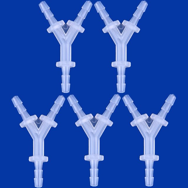 JoyTube Plástico Barb Equal Y Tee 3/16" manguera ID Conectores de tubería de polipropileno Junta de plástico Empalmador Adaptador Unión Barco Agua Aire Acuario O2 Combustible (paquete de 5)