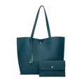 thumbnail image 3 of del monedero del totalizador del cuero de la PU de las mujeres, bolsos del hobo de la taleguilla del hombro de la manija para las muc azul, 3 of 8