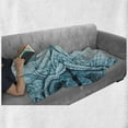 thumbnail image 6 of Mandala Soft Flannel Fleece Throw Blanket, Traditional Ornamental Lace Border with Swirled Flower Lines Eastern Folk Artwork, Cozy Plush for Indoor and Outdoor Use, 50" x 60", Aqua, by Ambesonne, 6 of 6