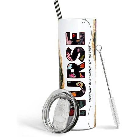 

Nurse Gifts For Women Nurse Life Nurse Tumbler With Lid And Straw Nurse Gift Nurse Cup Water Bottle Nurse Travel Mugs 20oz Nurse Insulated stainless steel Skinny Tumbler