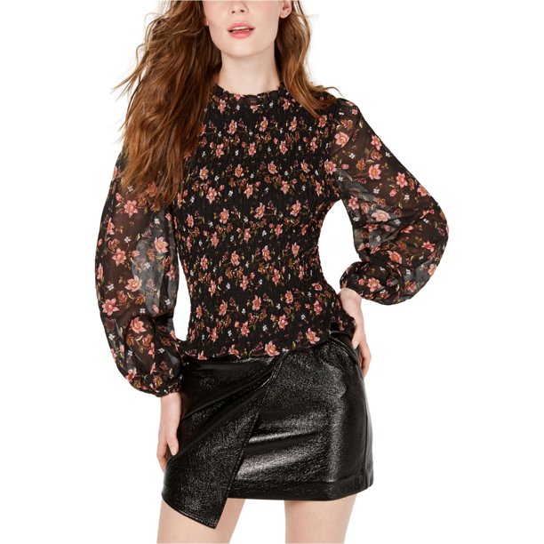 JOA Blusa con mangas tipo blusón para mujer, negro, XS