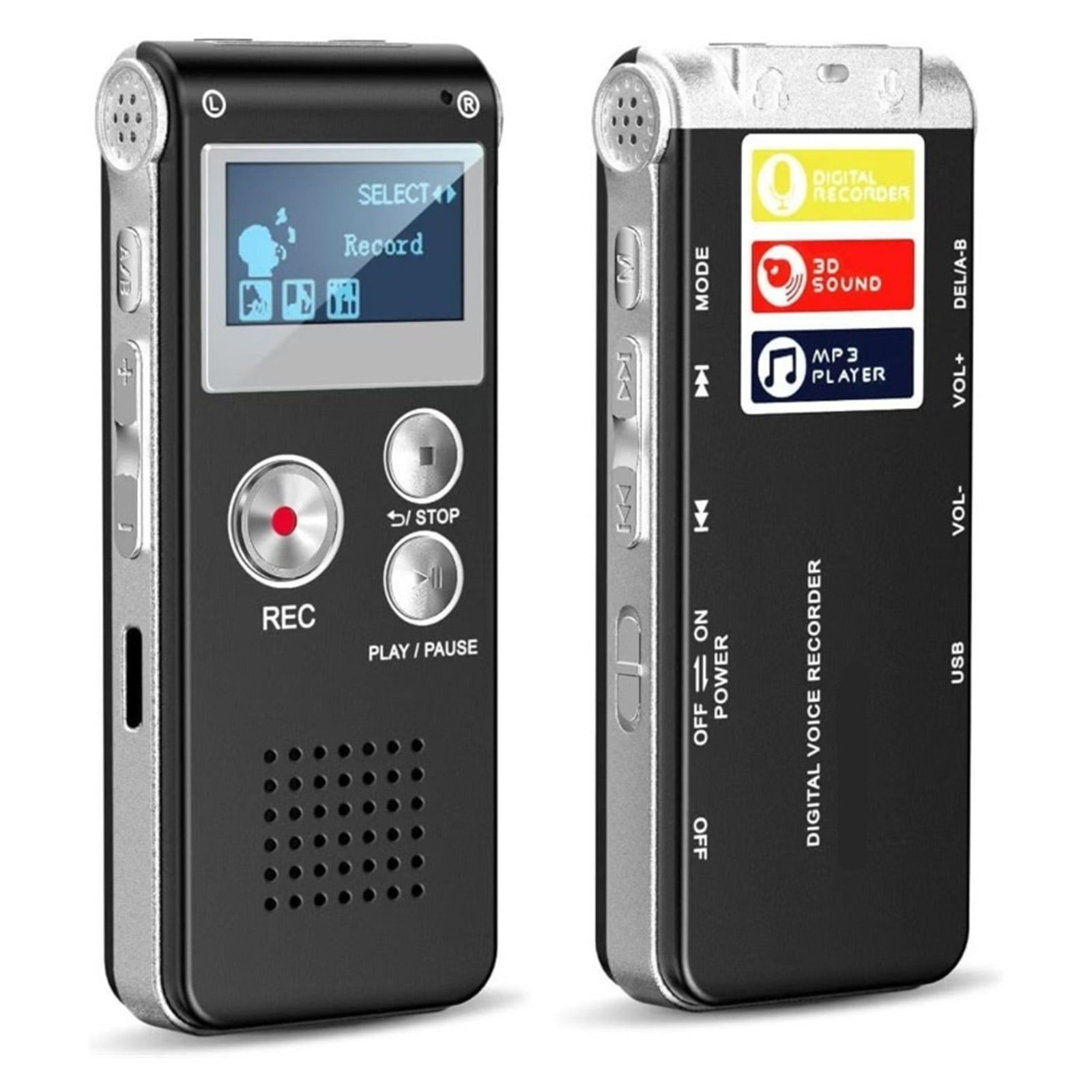 Digital Voice Activated Recorder with Playback Player Sound Recorder Professional Mini Flash ,Multi-Function