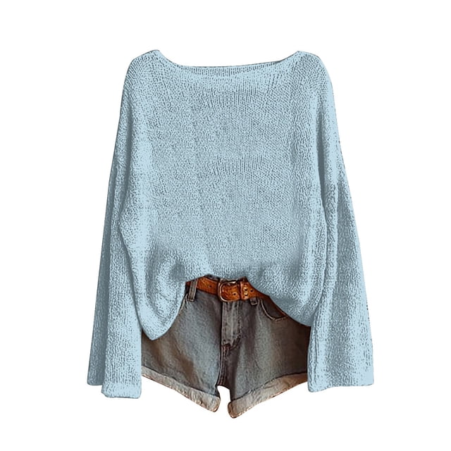 WZXFASHION Chandail Tricoté pour Femmes Mode Manches Longues Col Rond Blouse Hiver Chaud Couche Haut Quotidien Sortie Chemises 50 % de Rabais Liquidation Demi-Fermeture à Glissière Chandail à Capuchon