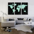 thumbnail image 2 of ARTCANVAS Teal Black World Map Canvas Art Print - Size: 60" x 40" (1.50" Deep) (3-Piece), 2 of 9