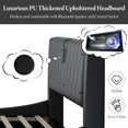 thumbnail image 3 of Queen Upholstered Bed Frame with Bluetooth Speakers and RGB LED Light, Luxurious Faux Leather Upholstered Platform Bed with Thickened Headboard, No Box Spring Needed, Black, 3 of 9