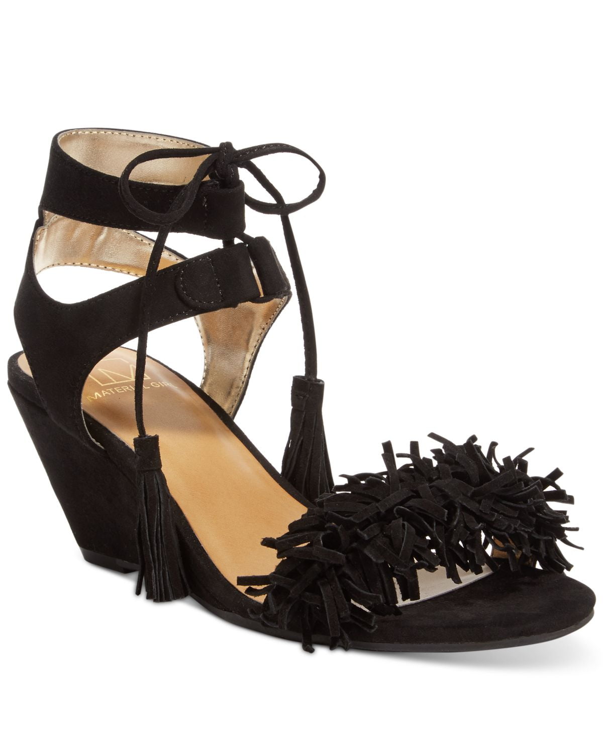 Material Girl Haniya Fringe Wedge Sandals