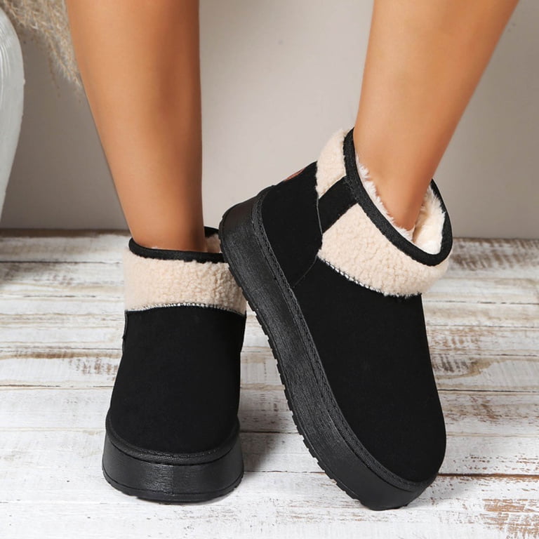 suede winter ankle fur boots