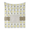 thumbnail image 1 of Grey and Yellow Soft Flannel Fleece Throw Blanket, Abstract 60s 50s Inspired Home Design Polka Dots Image, Cozy Plush for Indoor and Outdoor Use, 60" x 80", Pale Brown Marigold, by Ambesonne, 1 of 6