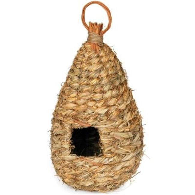 Ready To Use Wood Roofed Finch Nest by Prevue Pet with Natural Coconut Fiber 