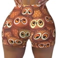 thumbnail image 2 of Gukieu Brown Owl Print Women's Sports Shorts, Elastic Waist High Stretch Running Yoga Gym Sweatpants-Medium, 2 of 8
