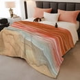 thumbnail image 2 of Burnt Orange Ombre Coastal Throw Blanket,Flannel Fleece Blanket with Striped Design for Couch,Summer Nautical Beach Ocean Seaside Soft All Season Plush Blankets for Sofa Office Travel 40"x50", 2 of 9
