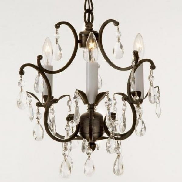 Wrought Iron Crystal Chandelier, Large Wrought Iron Crystal Chandelier