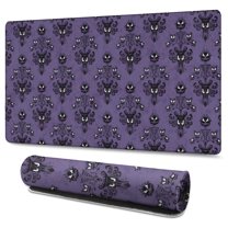 Long Mouse Pads for Desk,Purple Gothic Bat Pattern Desk Mats on Top Of Desks, Desk Mouse Pad Extra Large with 3mm Non-Slip Base and Stitched Edge for Gaming,Office,Work,Home 47.3"x23.6"