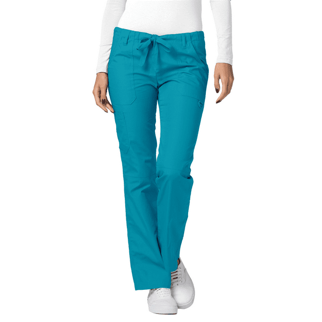 Adar Universal Women's Straight Leg Scrub Pants, Drawstring, Durable Poplin, Black