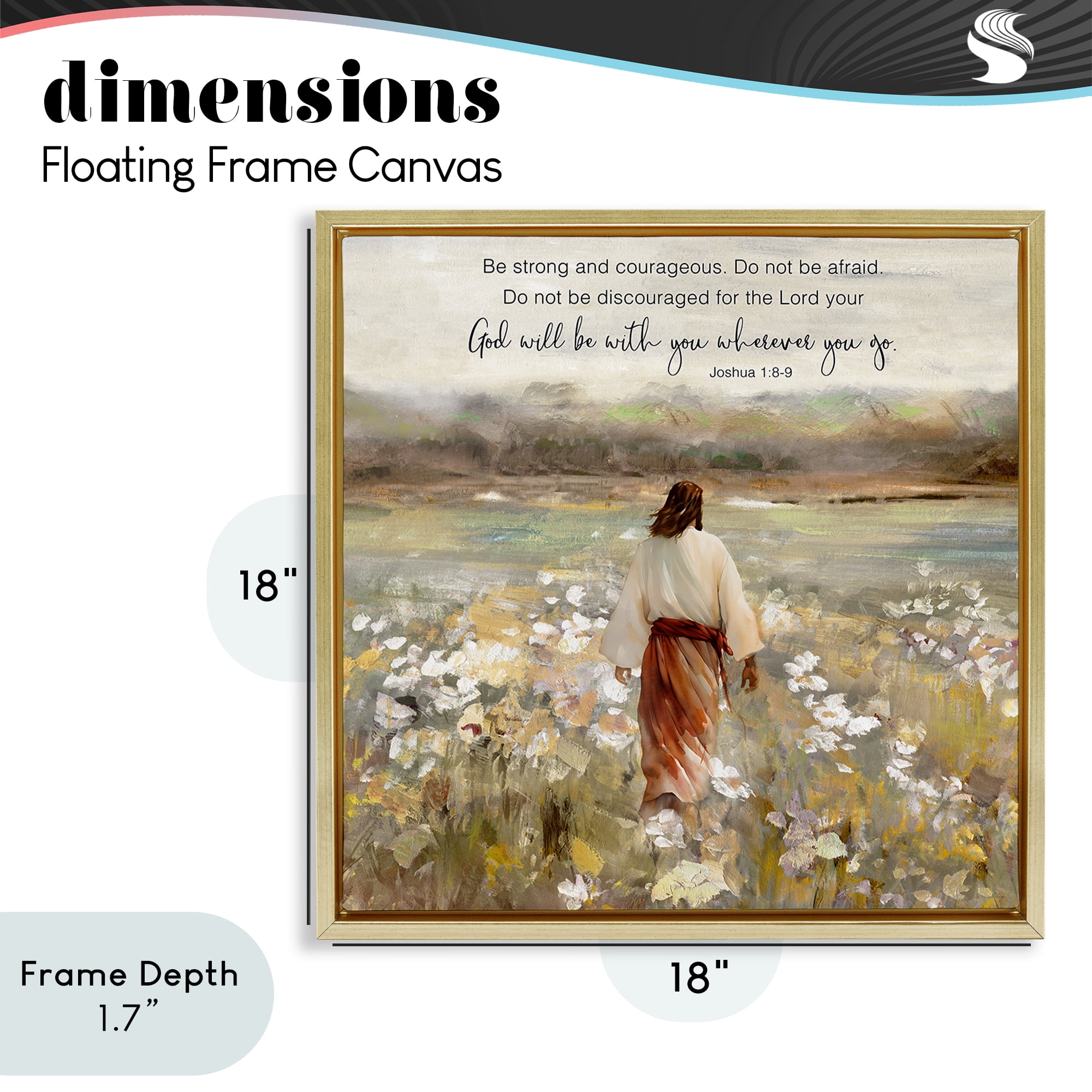 Stupell Industries God With You Wherever Gold Framed Floater Canvas Wall Art, design by Sally Swatland