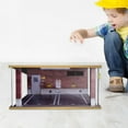 thumbnail image 4 of Mini Parc de Stationnement de Simulation 1/18 Diorama Double Garage avec Lumière LED Bureau Mur de Briques Rouges, 4 of 10