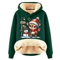 thumbnail image 2 of Christmas Sweatshirts for Women 2025 Christmas Cute Deer Print Women'S Fall Winter Velvet Thickened Warm Cardigan Hooded Hoody Womens Hoodie Dark Green XXXXXL, 2 of 5