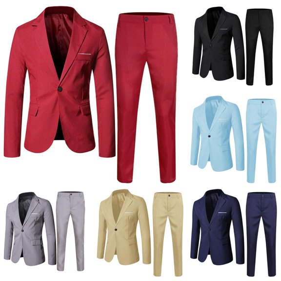Boys 2-Piece Suit Set, Slim Fit Blazer and Dress Pants Outfits, Long Sleeve Formal Set for Wedding Party and Special Events