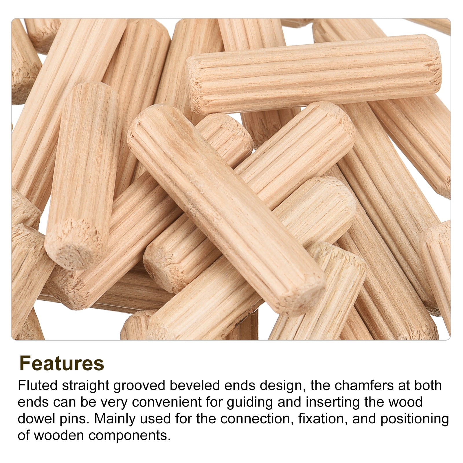 Wooden Dowel Pins 36pcs 6x20mm Fluted Beveled Ends Wood Dowel Pegs
