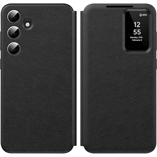 Pour Samsung Galaxy S25 Plus avec Vue Intelligente sur Petit Écran, Étui de Téléphone Portefeuille S-View, pour Samsung S25 Plus Étui Couverture Fenêtre Intelligente, Étui Protecteur à Rabat Intelligent en Cuir pour Samsung S25 Plus Étui 5G