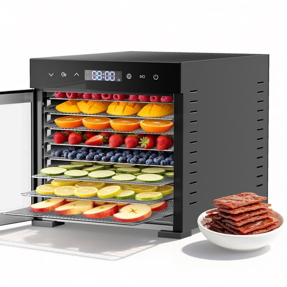 Gianna Food Dehydrator with Machine 8 Stainless Steel, Black