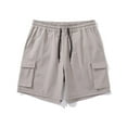 thumbnail image 4 of Cargo Shorts for Men Drawstring Elastic Waist Casual Solid Shorts with Pocket Short Pants Khaki XL, 4 of 6