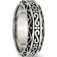 thumbnail image 4 of Stainless Steel Antiqued And Polished Swirl Design 7mm Band (Size 9) Made In China sr65-9, 4 of 5