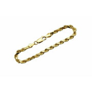 10k Yellow Gold Men Women 4mm D/C Rope Chain Bracelet sz 8"