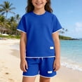 thumbnail image 5 of HAOTAGSBoys Outfit Sets, Short Sleeve T-Shirt & Elastic Waist Shorts with Pockets Summer Kids Fashion Clothes Blue Size 4, 5 of 7