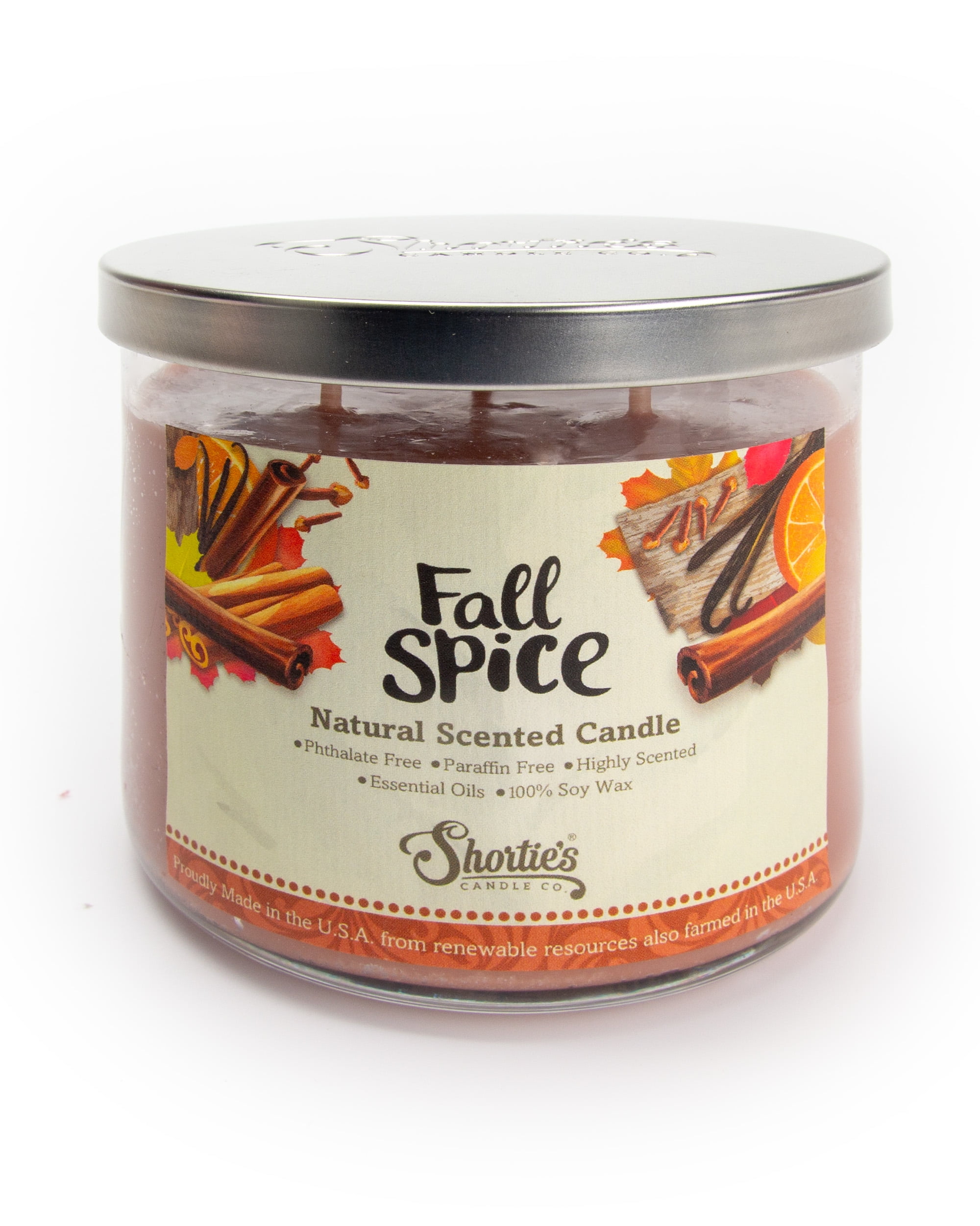 Fall Spice All Natural 3 Wick Candle - Made with Responsibly Sourced Soy and Essential Fragrance Oils - Phthalate & Paraffin Free, Vegan, Non-Toxic