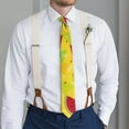thumbnail image 2 of Tropical Watermelon Men's Necktie - Smooth Satin Formal Tie for Weddings & Business - Cute Summer Party Gift for Groomsmen & Beach Lovers, 2 of 4