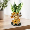 thumbnail image 3 of wowotier Highland Cow Figurines Flowerpot, Spring Sunflower Highland Cow Gnomes Scottish Resin Statue Flowerpot, Creative Gifts for Summer Home Garden Kitchen Office Tray Table Decor, 3 of 6