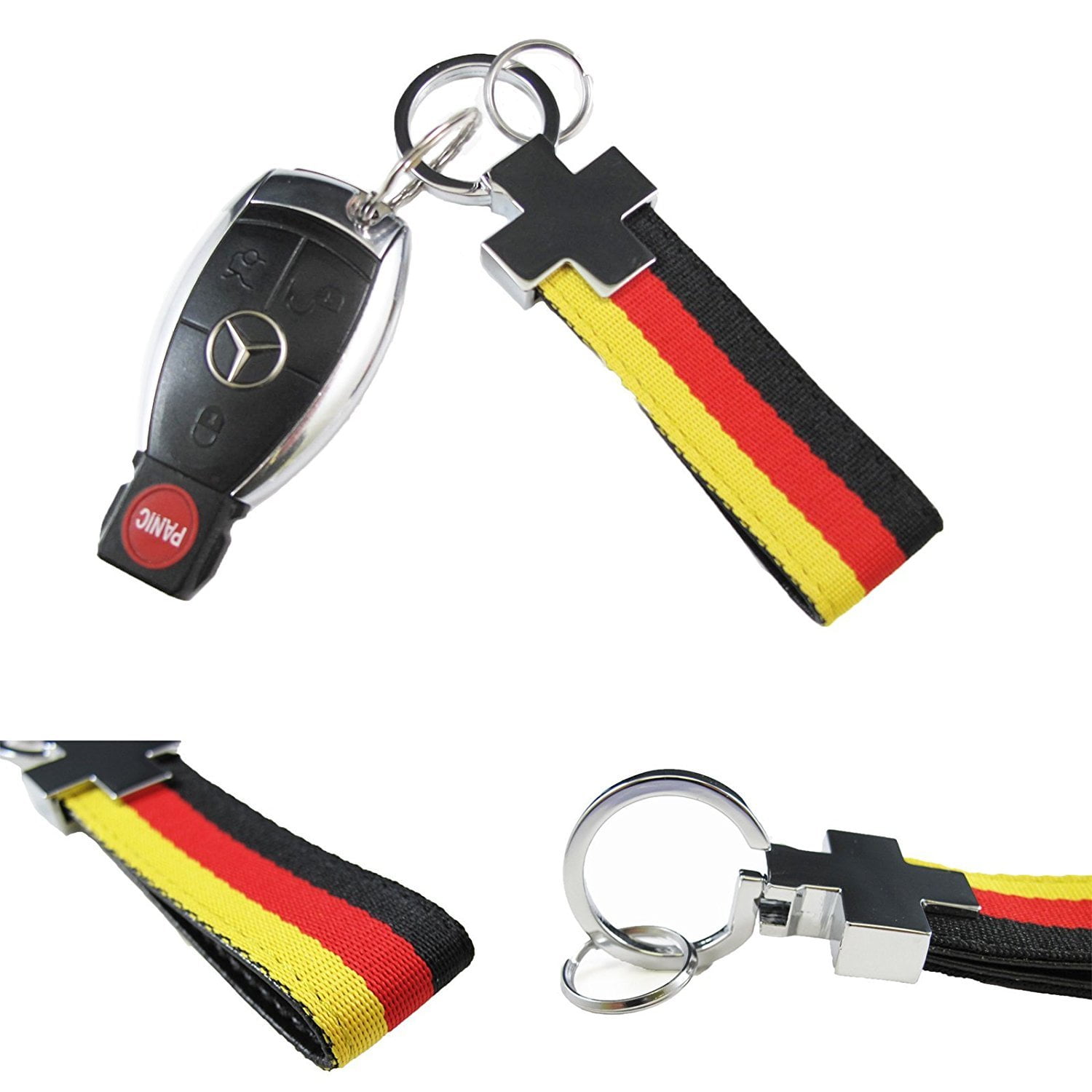 Germany DE Flag Sport Metal+Cloth Car Key Ring chain Keychain For Audi Porsche