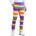 thumbnail image 4 of INSPIRE CHIC Rainbow Striped Dress Pants for Men's Contrast Color Regular Fit Trousers, 4 of 6