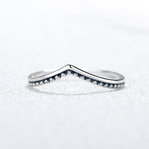 Sterling Silver Chevron Milgrain Ring