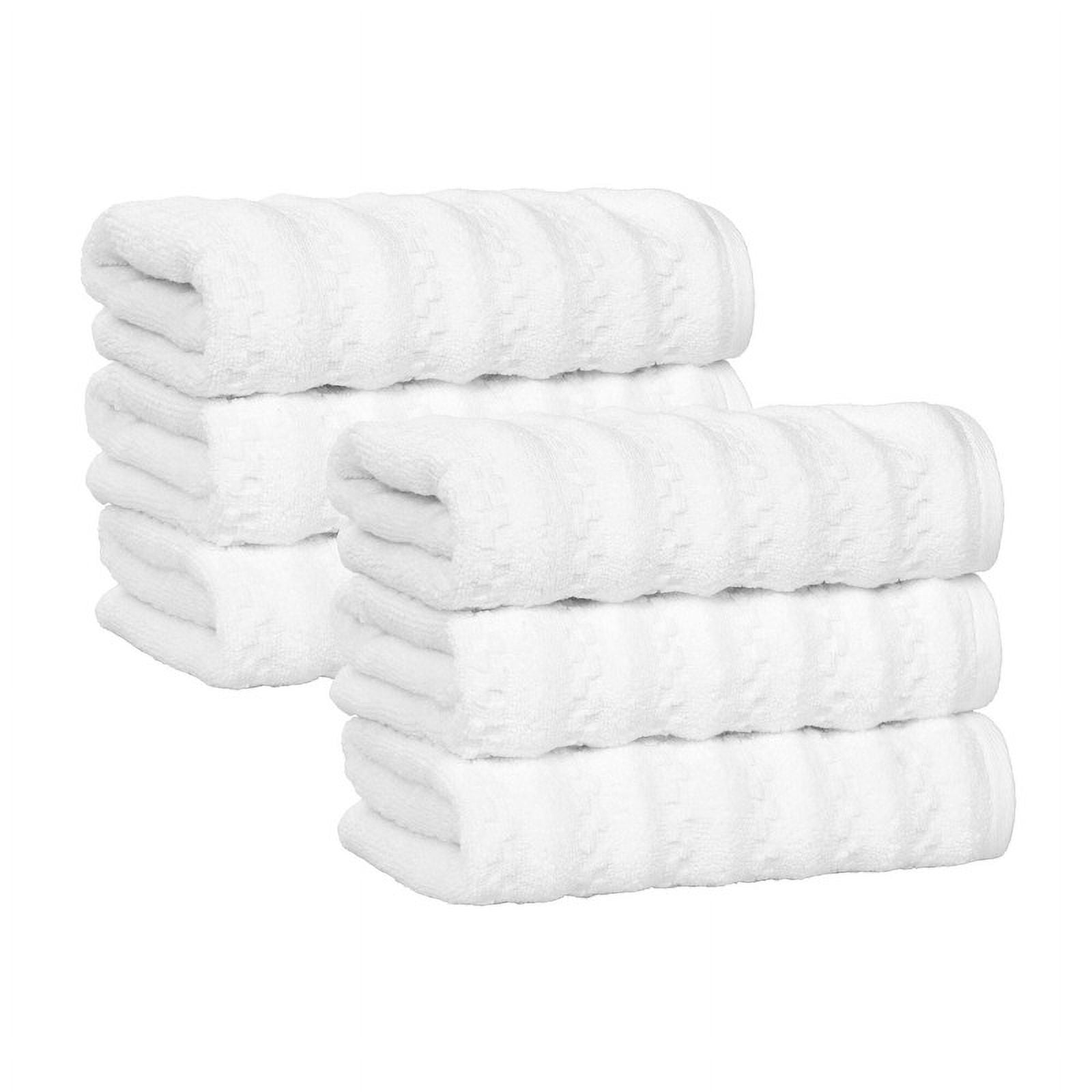 Superior Zuma Zero Twist Absorbent Hand Towels, Set of 6, White