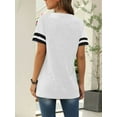 thumbnail image 6 of TEMOFON Color Block T Shirt for Womens Short Sleeve Top Casual Tunic Tops Crew Neck Striped Shirts White Tee 2025, 6 of 6