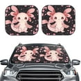 thumbnail image 2 of Honeii Cute Axolotl Sakura Blossoms Print Foldable Car Sun Shade for Windshield, 2-Piece UV Protection Shade, Protects Car Interior, Ideal for Cars, Trucks, SUVs-Medium, 2 of 6