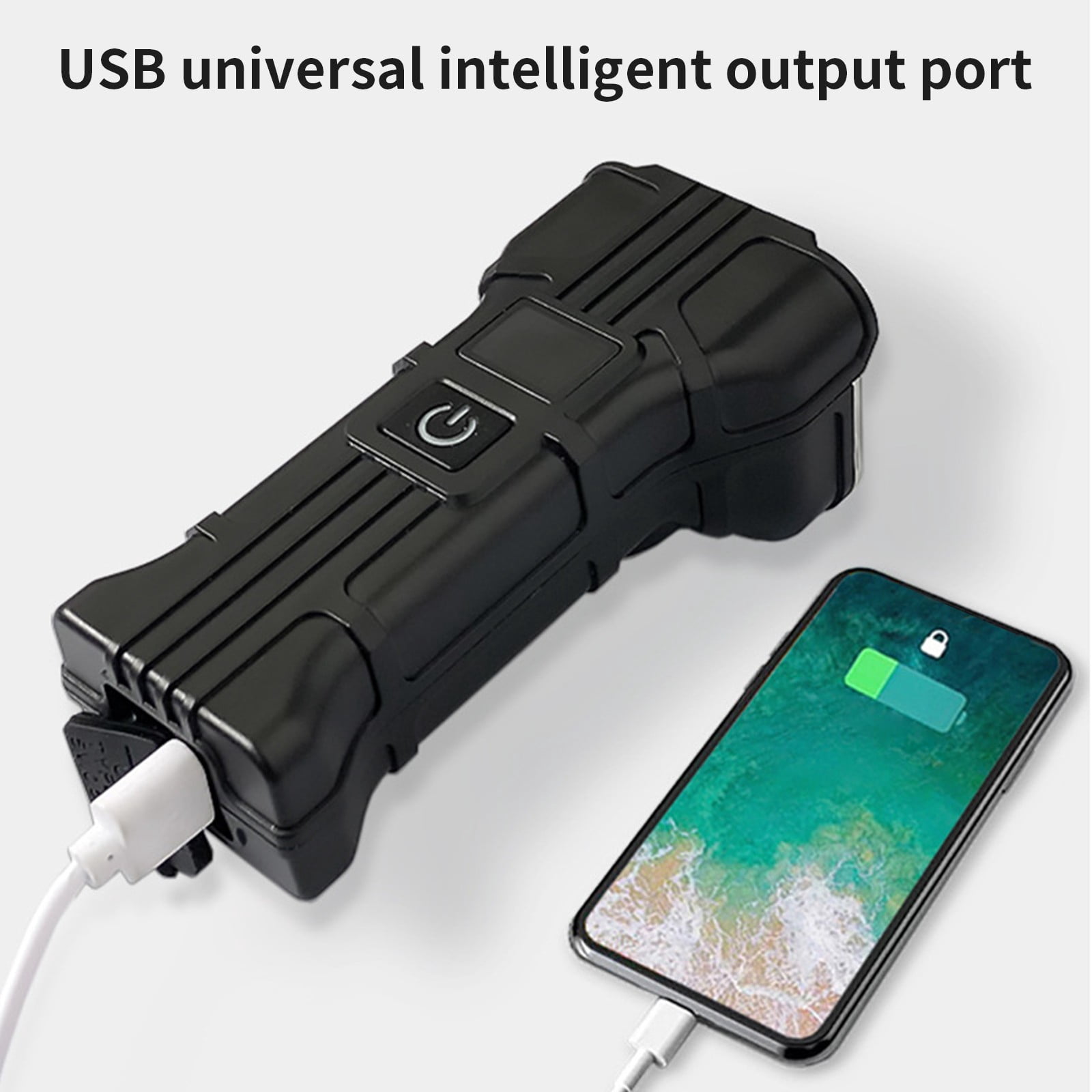 Rechargeable LED Headlamp with 5 Modes, 1200mAh Battery, Digital Display, USB-C Charging, Power Bank Function, 6 Horn Sounds, IP65 Waterproof for Outdoor Emergency Use