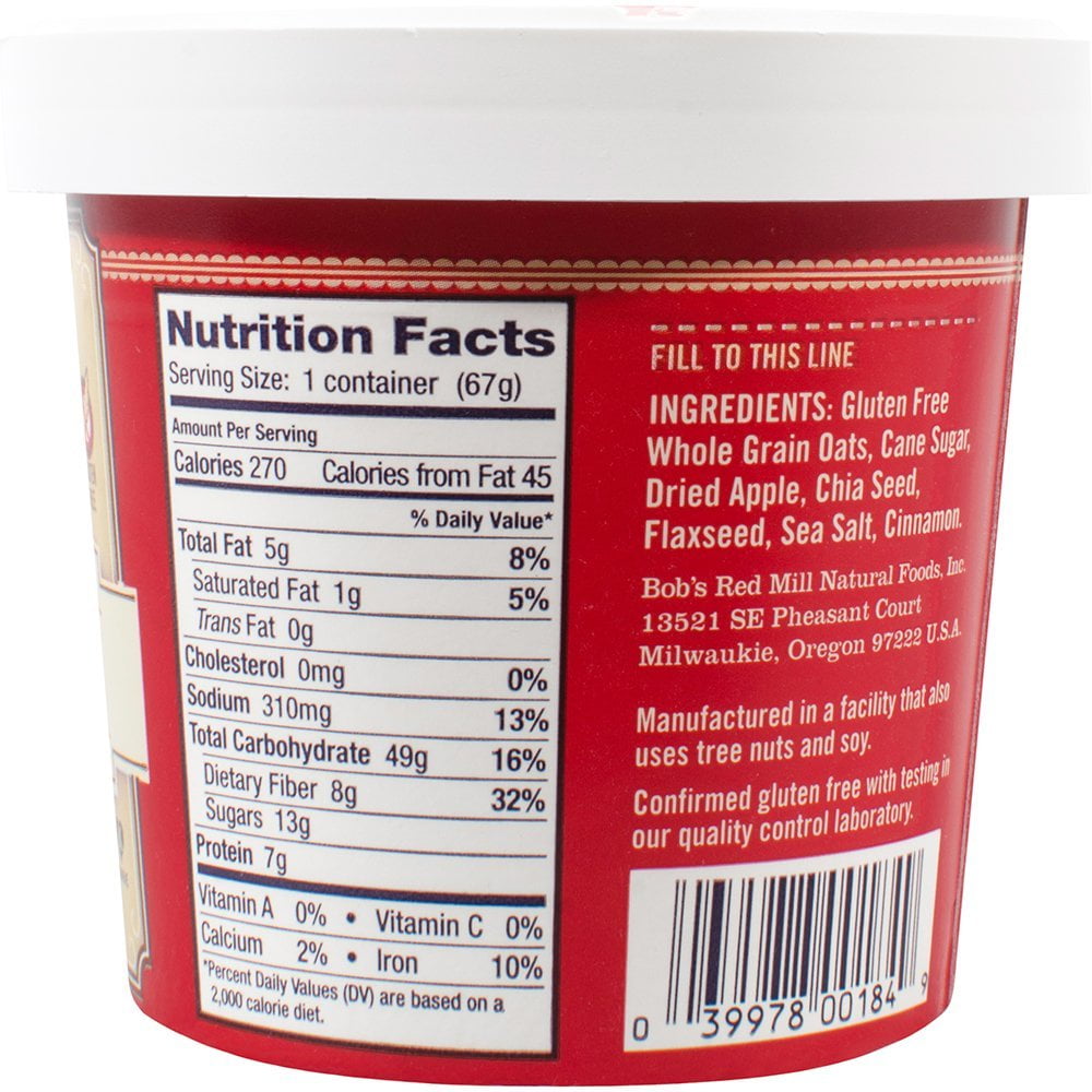 bob's red mill oatmeal cups apple cinnamon