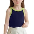 thumbnail image 2 of Kids Solid Color Tank Top Boys Girls Cotton Crew Neck Sleeveless Workout Vest Summer Loose Fit Undershirts Breathable Lightweight T Shirt Comfy Tops Casual Clothes Navy 7-8 Years, 2 of 6
