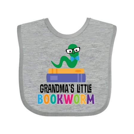 

Inktastic Grandma Little Bookworm Kids Reading Gift Baby Boy or Baby Girl Bib