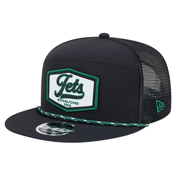 Men's New Era Black New York Jets Ripstop Patch 9FIFTY Split Panel Snapback Hat