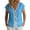 Light Blue, variant on Women's Spring Summer Tees V-Neck Tie Front Shirts with Lace Trim Casual Linen Blend Blouse for Going Out Everyday Wear Khaki M