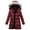 Burgundy Red, variant on Women's Winter Thicken Puffer Coat Warm Snow Jacket with Faux Fur Removable Hood Black Medium