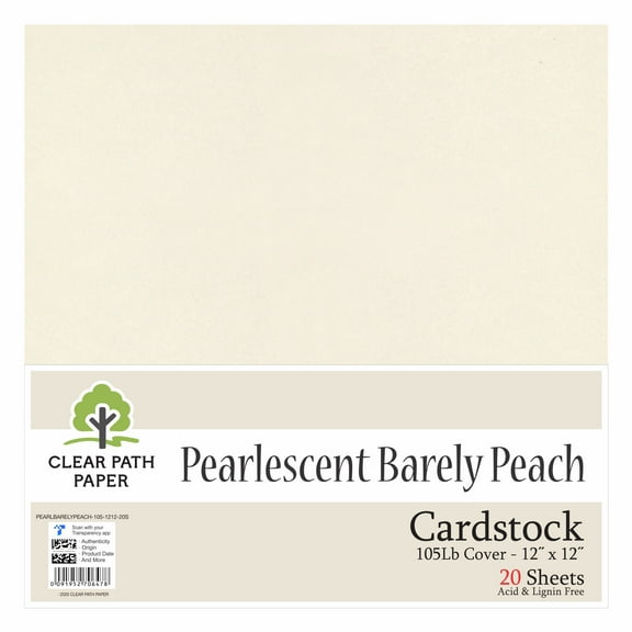 Pearlescent Barely Peach Cardstock - 12 x 12 inch - 105Lb Cover - 20 Sheets - Clear Path Paper